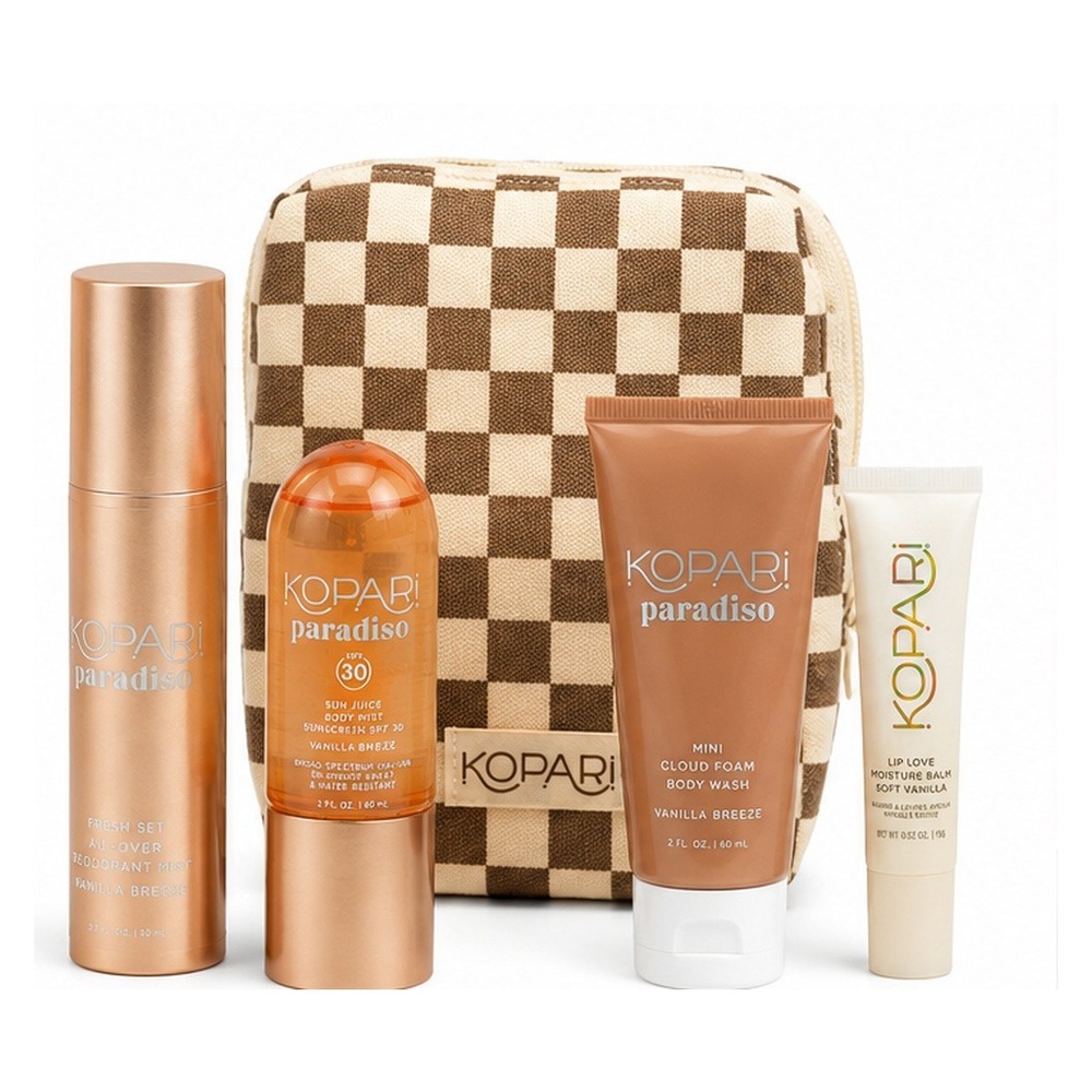 Kopari Paradiso Vanilla Breeze Body Care Travel Set pc Pouch New